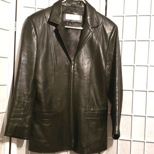 JONES NEW YORK BLACK LEATHER ZIP JACKET SZ S